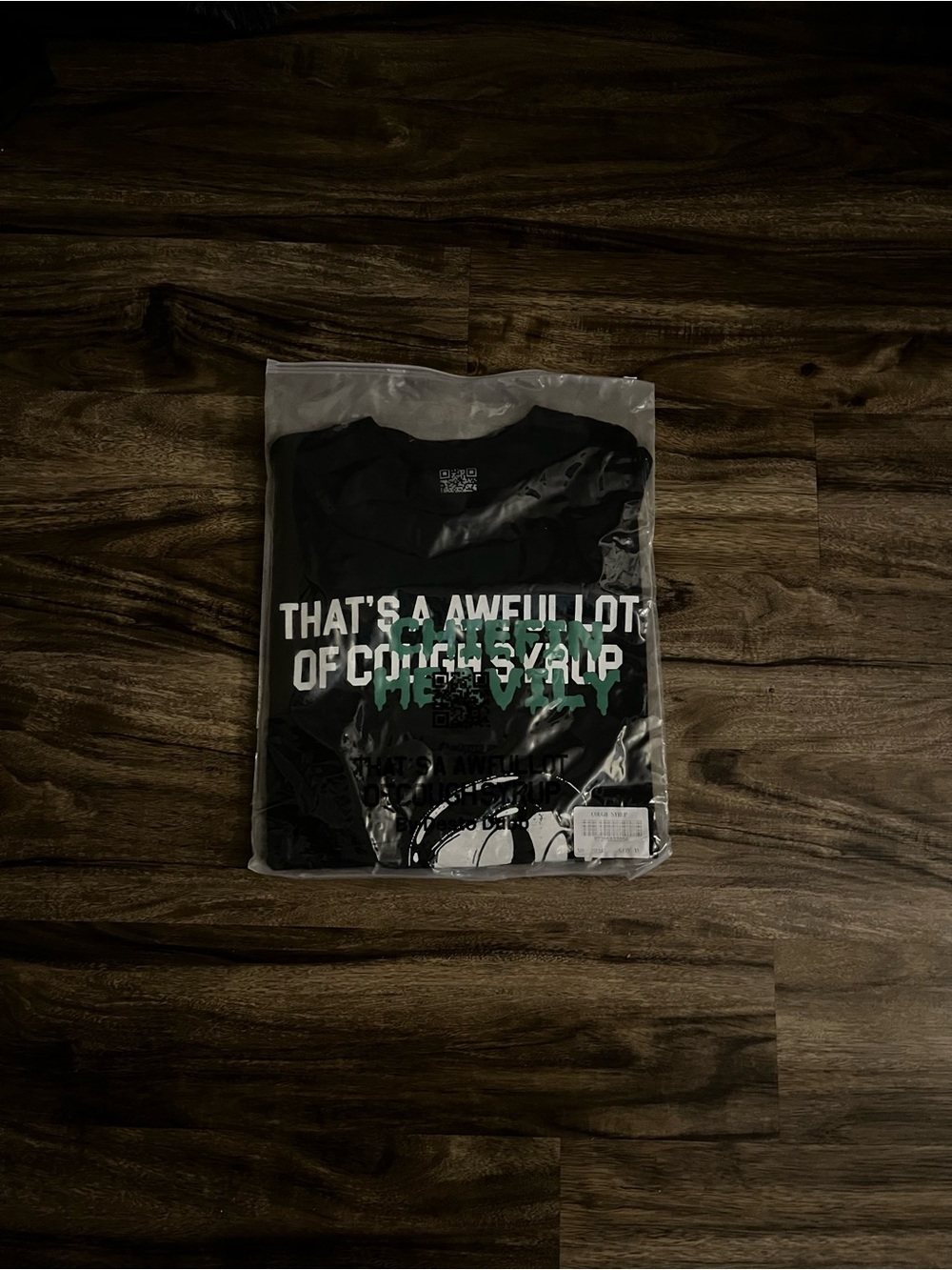 Men's Black Graphic Short Sleeve Tee with Green Accent